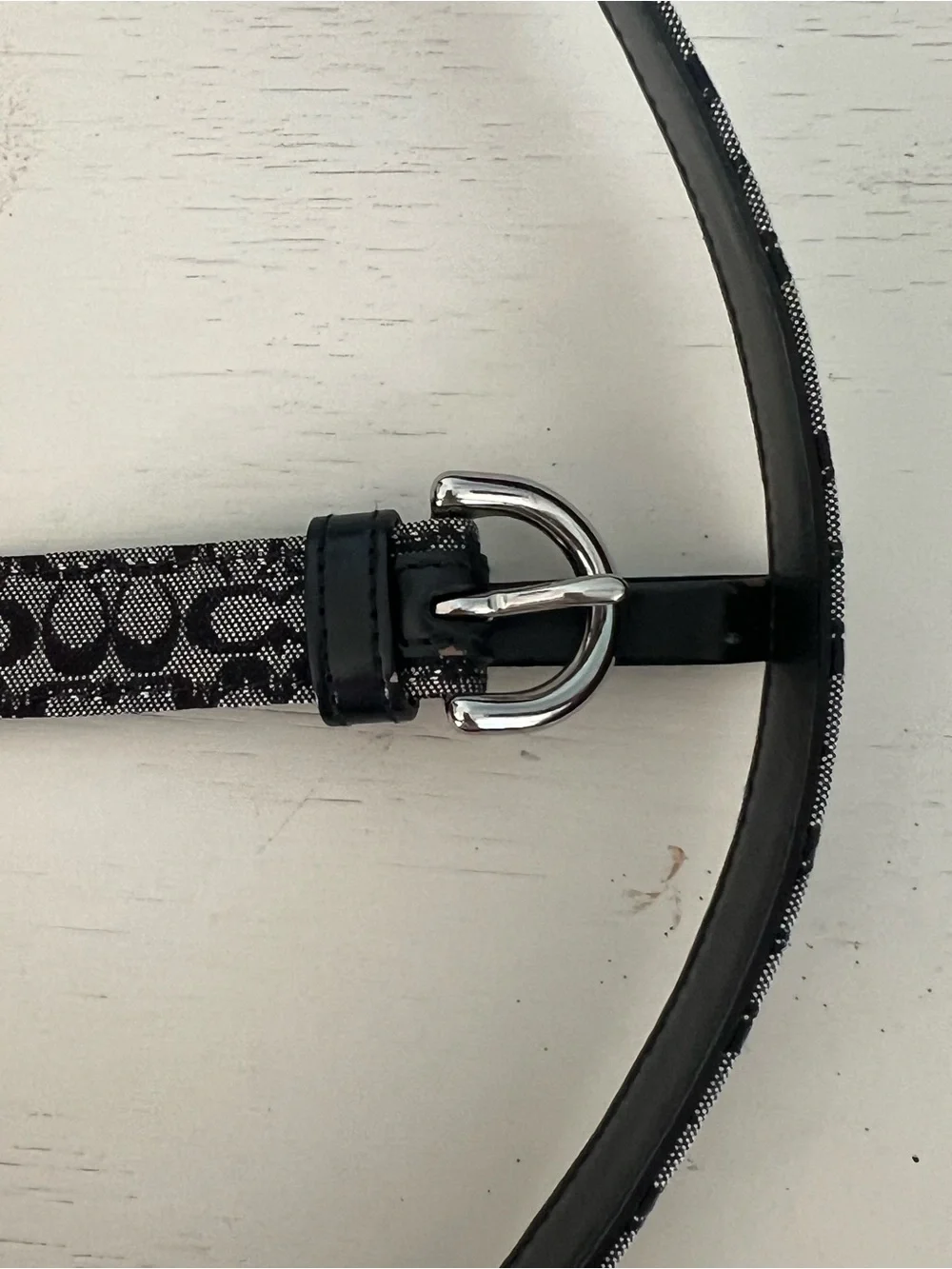 Coach Black and Gray Signature Pattern Women's Belt